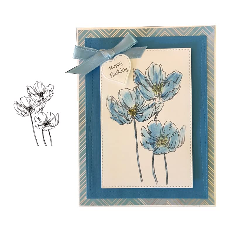 Arrietty Beautiful Blooming Poppies Poppy Flower Clear Stamps for Card Making or Journaling, Artful Sketched Flowers Rubber Stamps for Journals Albums Scrapbooking Paper Crafts Decoration - Image 3